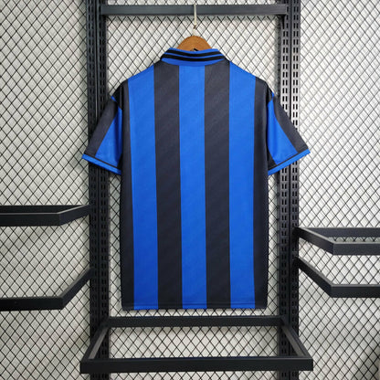 Inter Mailand 1995/96 ~ Blaues und schwarzes lokales Retro-T-Shirt