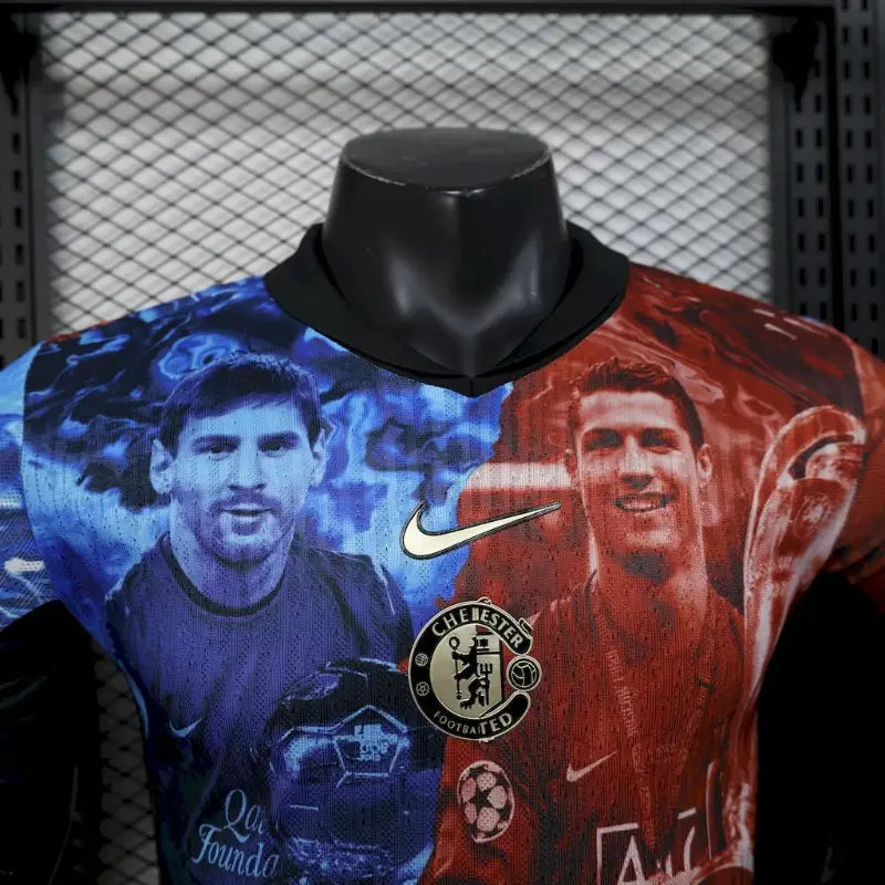 25/26 Spielerversion Manchester United Blaues und rotes Spezial-Fußballtrikot