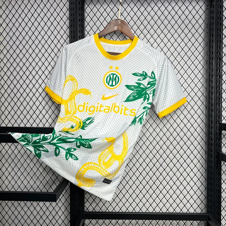 Inter Mailand Schlangenhaut Sondertrikot 2024-2025 - Weiß-Gelb